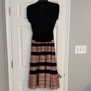 S.L. Fashions Women’s Black and Pink Striped Formal Dress Macy’s Size 4